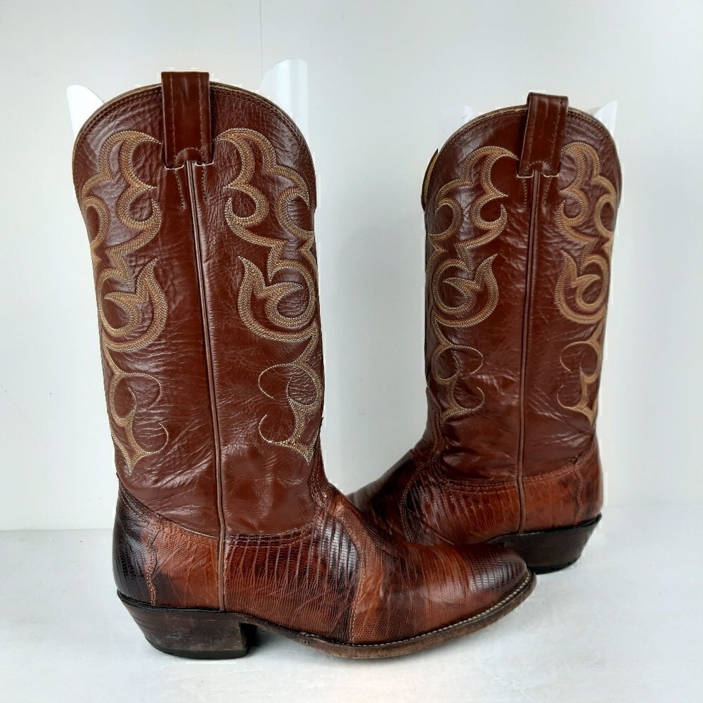 Nocona men's bulhide brown/tan genuine leather  western boots size 8D - Picture 5 of 11